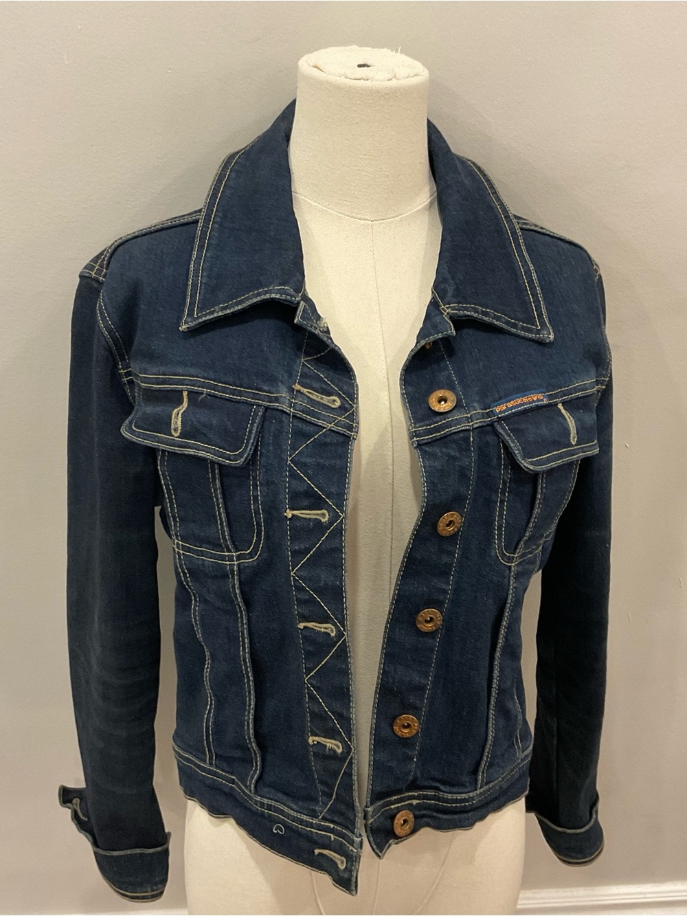 Y2K Women's Dark Blue Denim Jacket - Classic Button Front